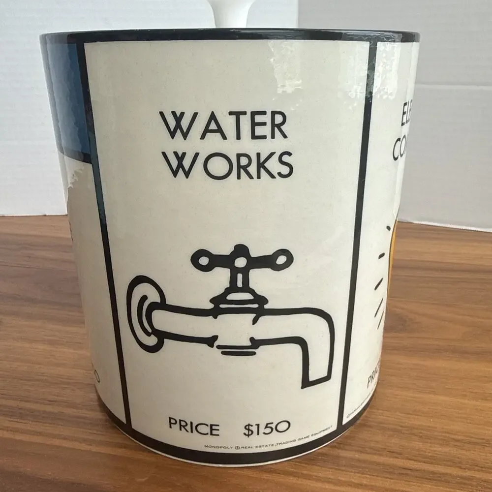 Vintage Monopoly Retro Ice Bucket With Lid -Park Place, Luxury Tax, Collectible